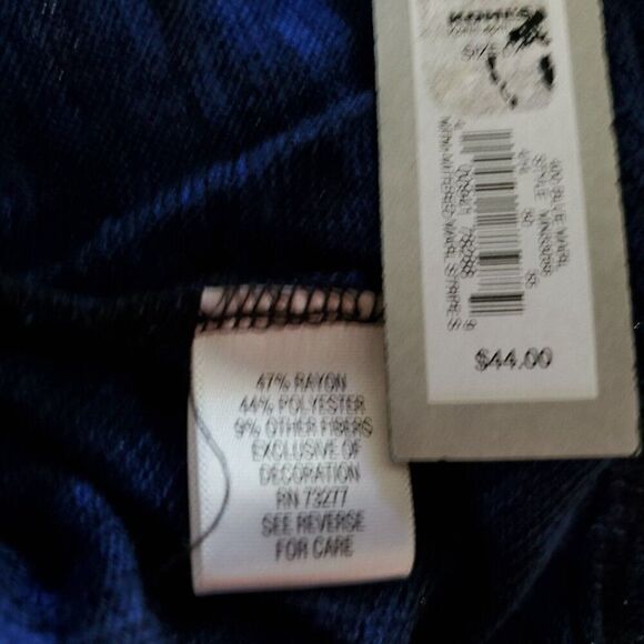 NEW Apt. 9 Knit Top Sweater XL OX Sparkly Blue Black Dolman Sleeve Semi Sheer - Picture 7 of 7